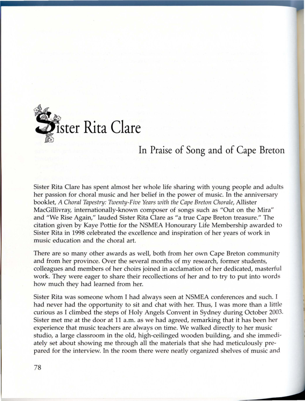 In Praise of Song and of Cape Breton