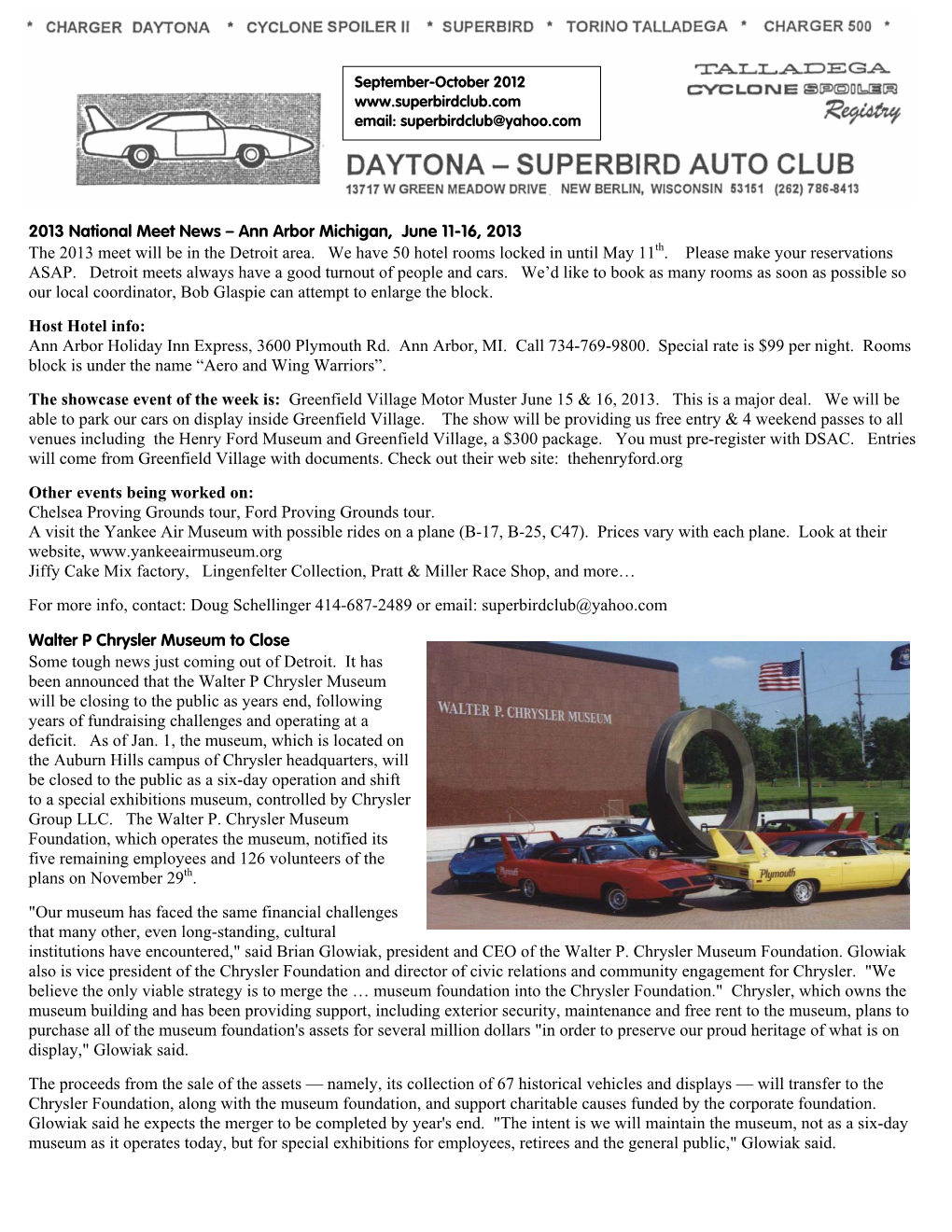 DAYTONA-SUPERBIRD AUTO CLUB WHEELS & DEALS Personal For