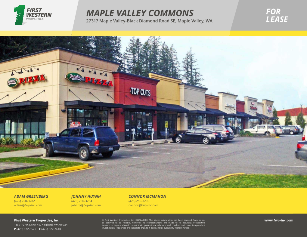MAPLE VALLEY COMMONS for 27317 Maple Valley-Black Diamond Road SE, Maple Valley, WA LEASE