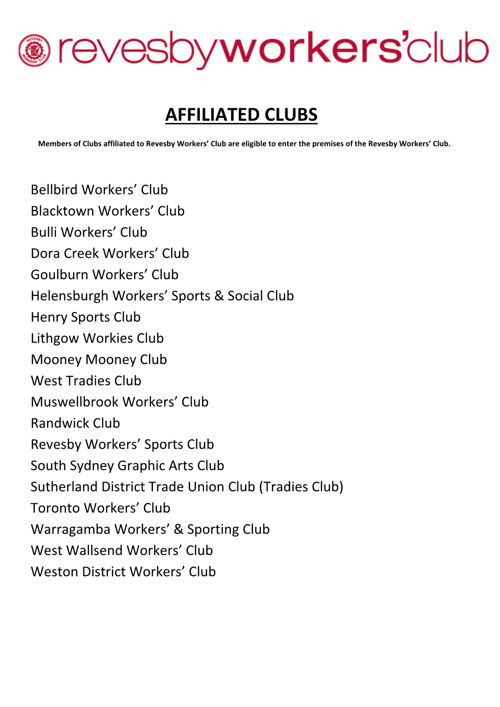 Affiliated Clubs