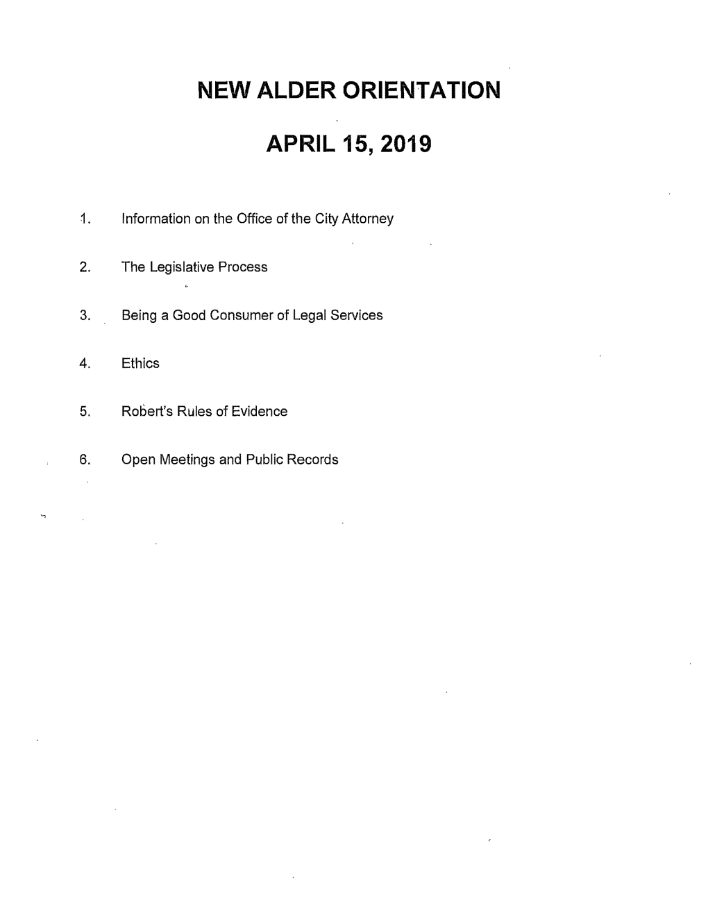 New Alder Orientation April 15, 2019