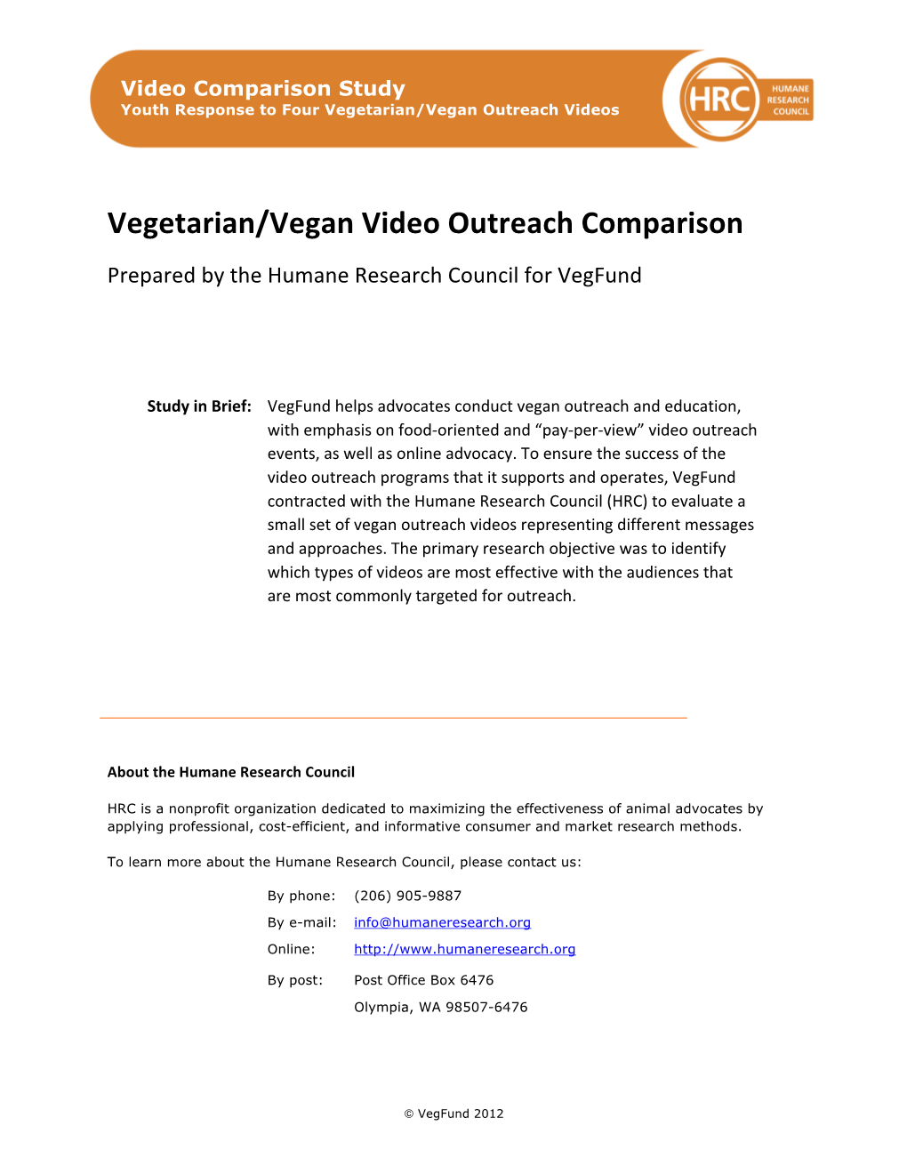 Vegfund Video Survey Results