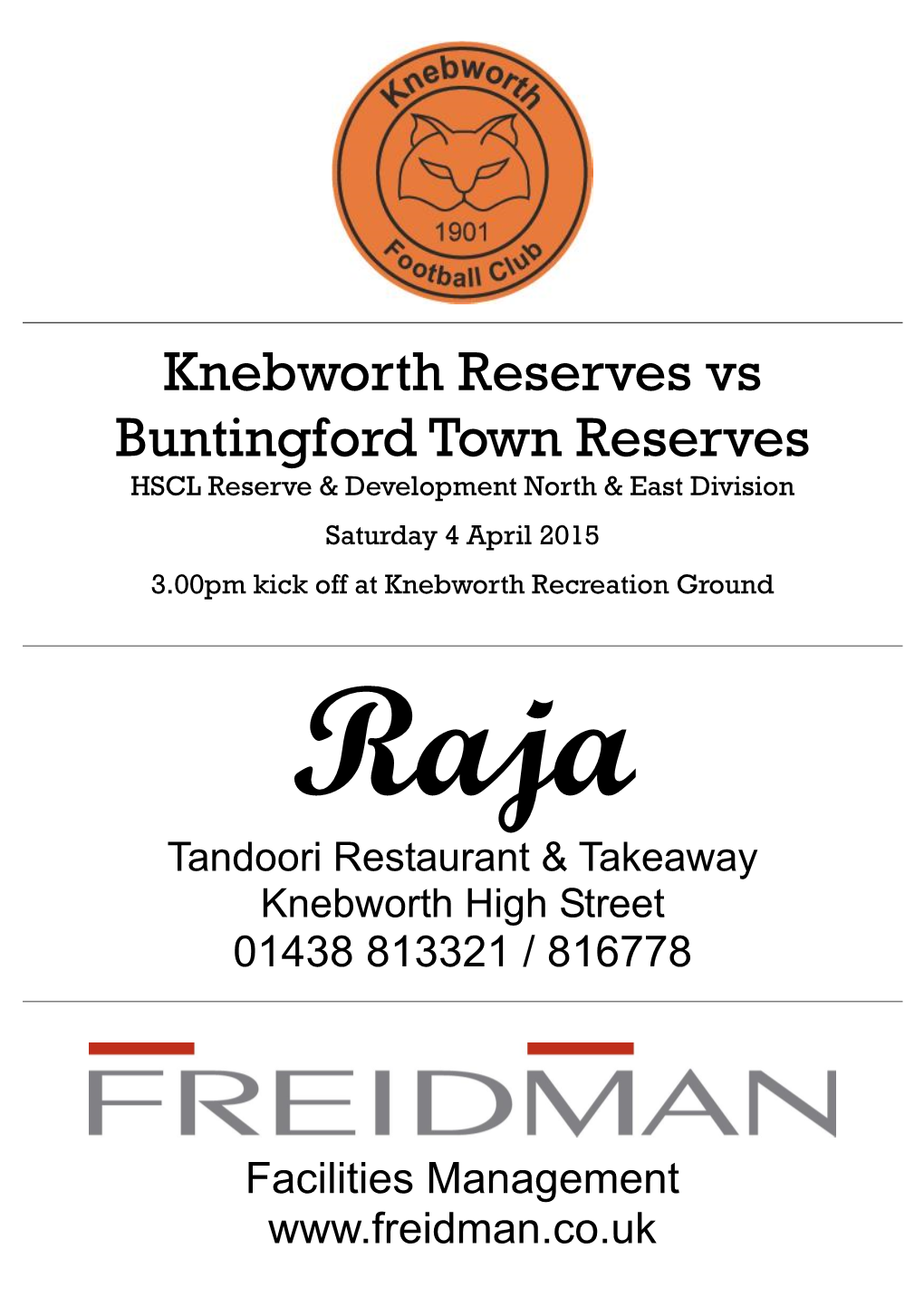 Knebworth Reserves Vs Buntingford Town Reserves