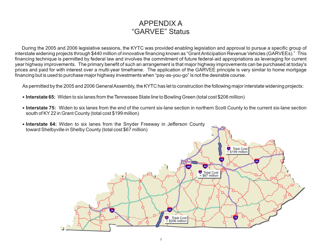 APPENDIX a “GARVEE” Status