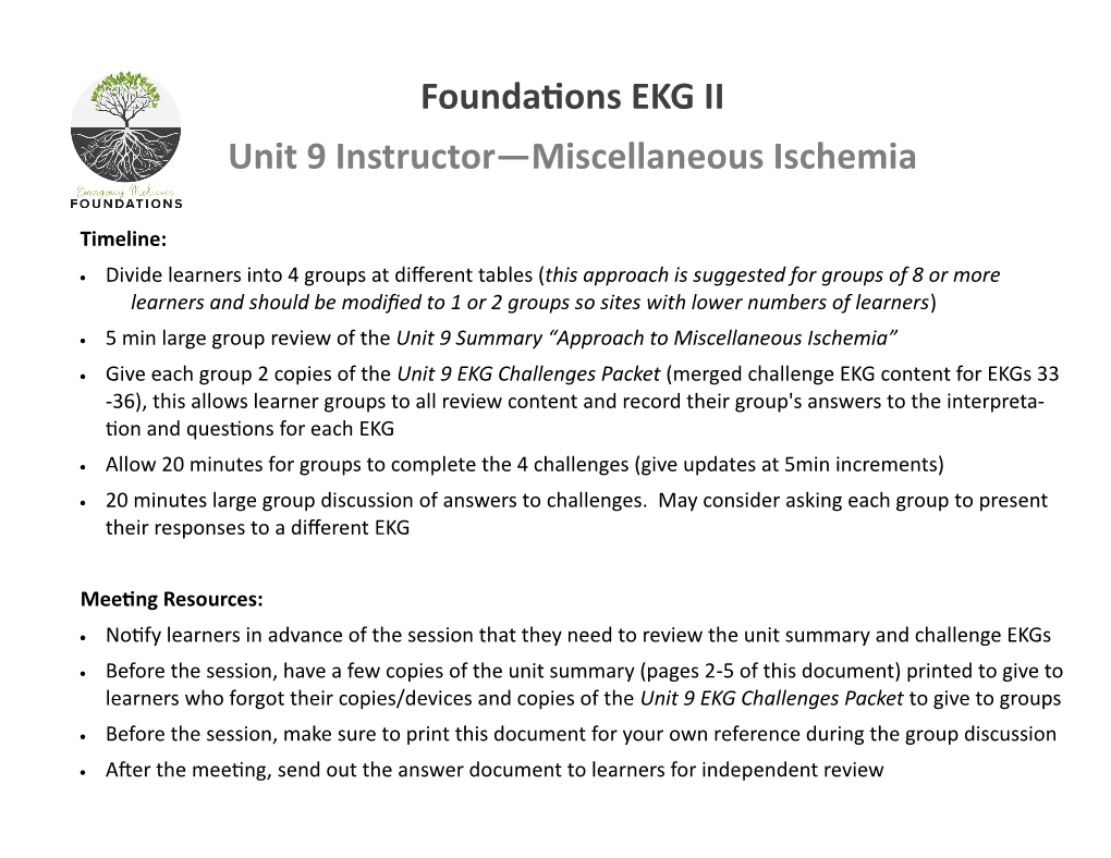 Foundations EKG II Unit 9 Instructor—Miscellaneous Ischemia