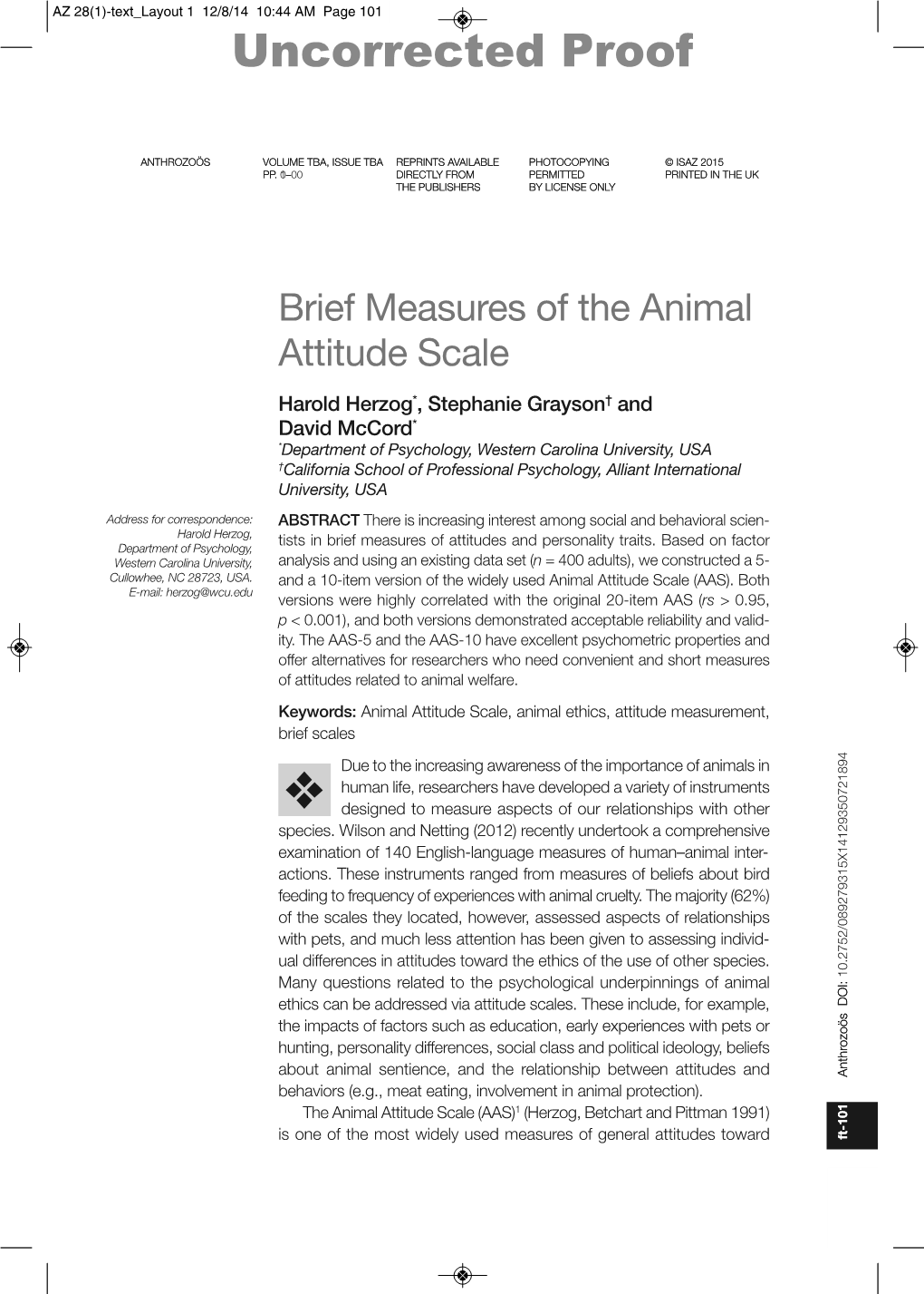 Brief Versions of the Animal Attitude Scale