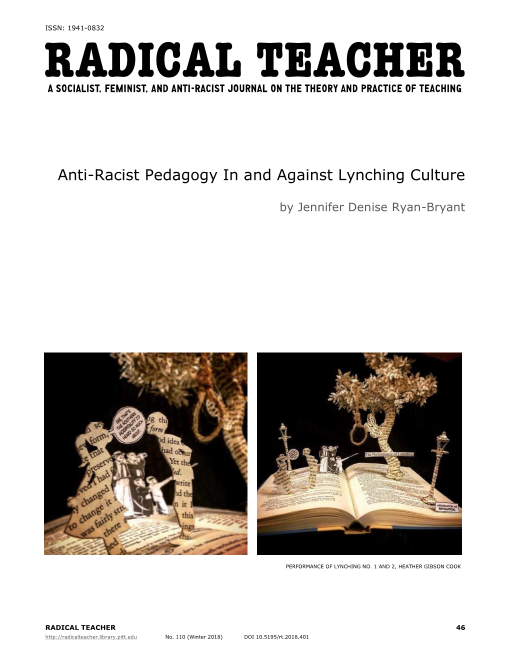 Anti-Racist Pedagogy in and Against Lynching Culture