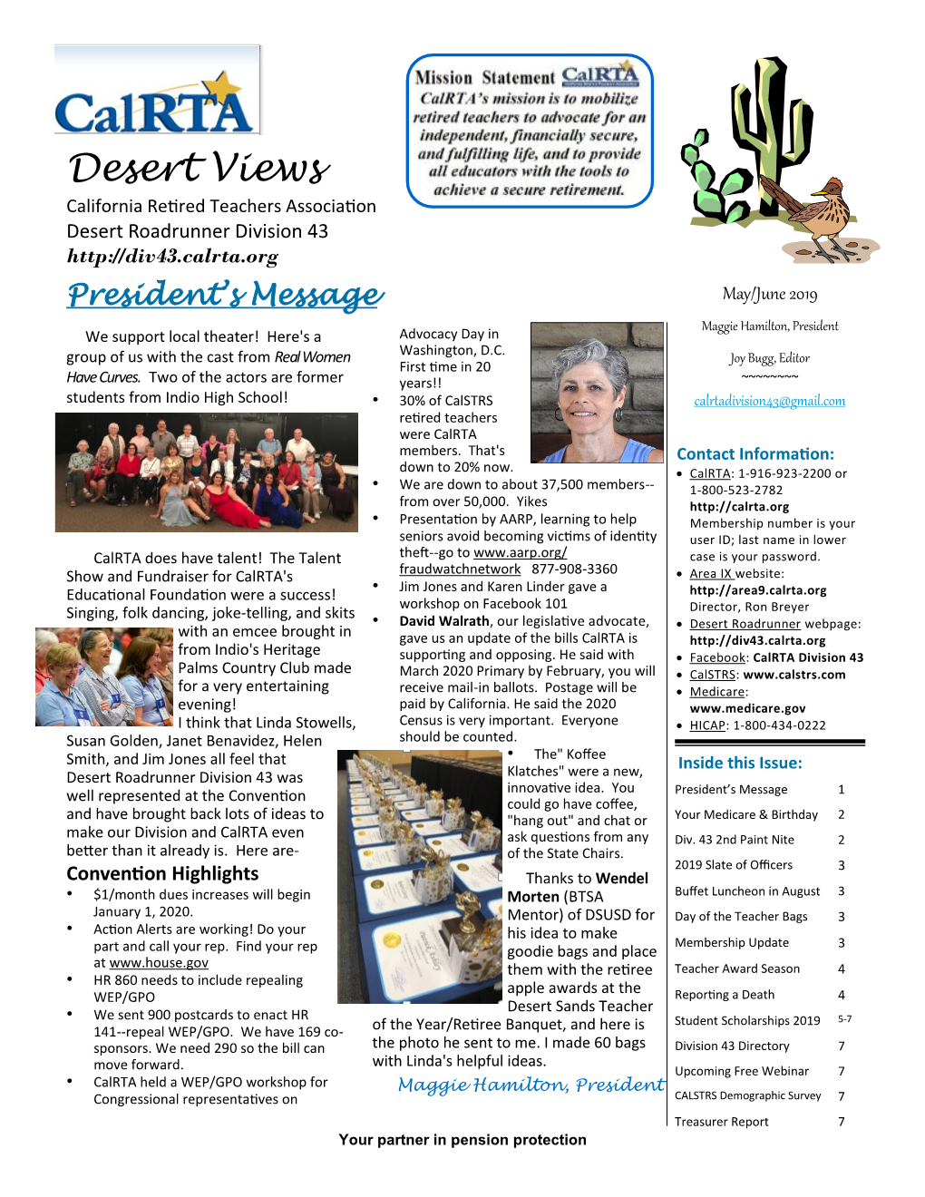 Desert Views California Retired Teachers Association Desert Roadrunner Division 43
