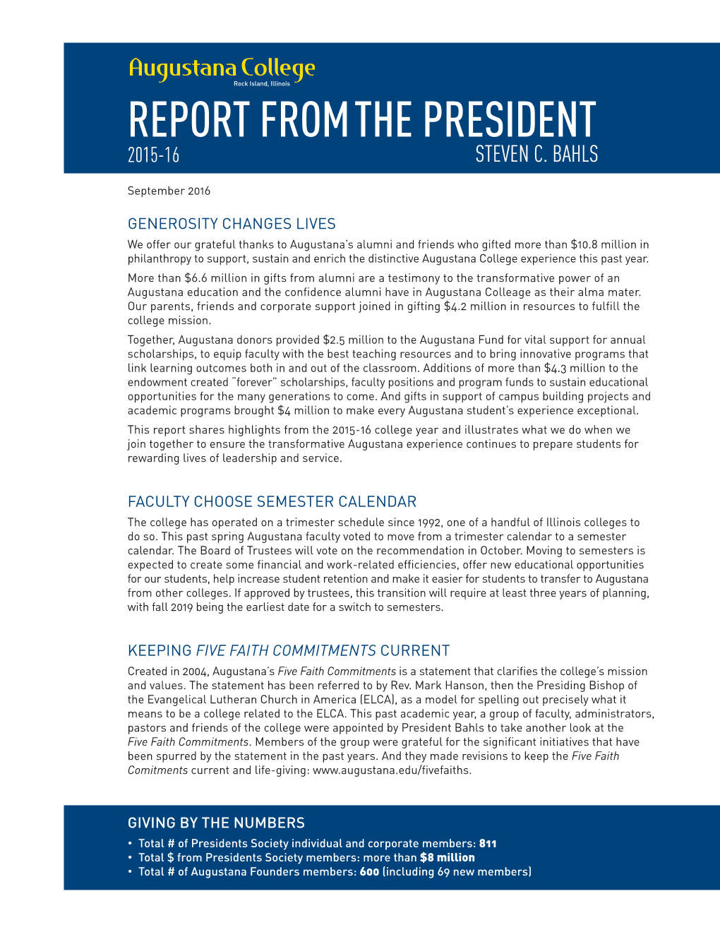 Report Fromthe President