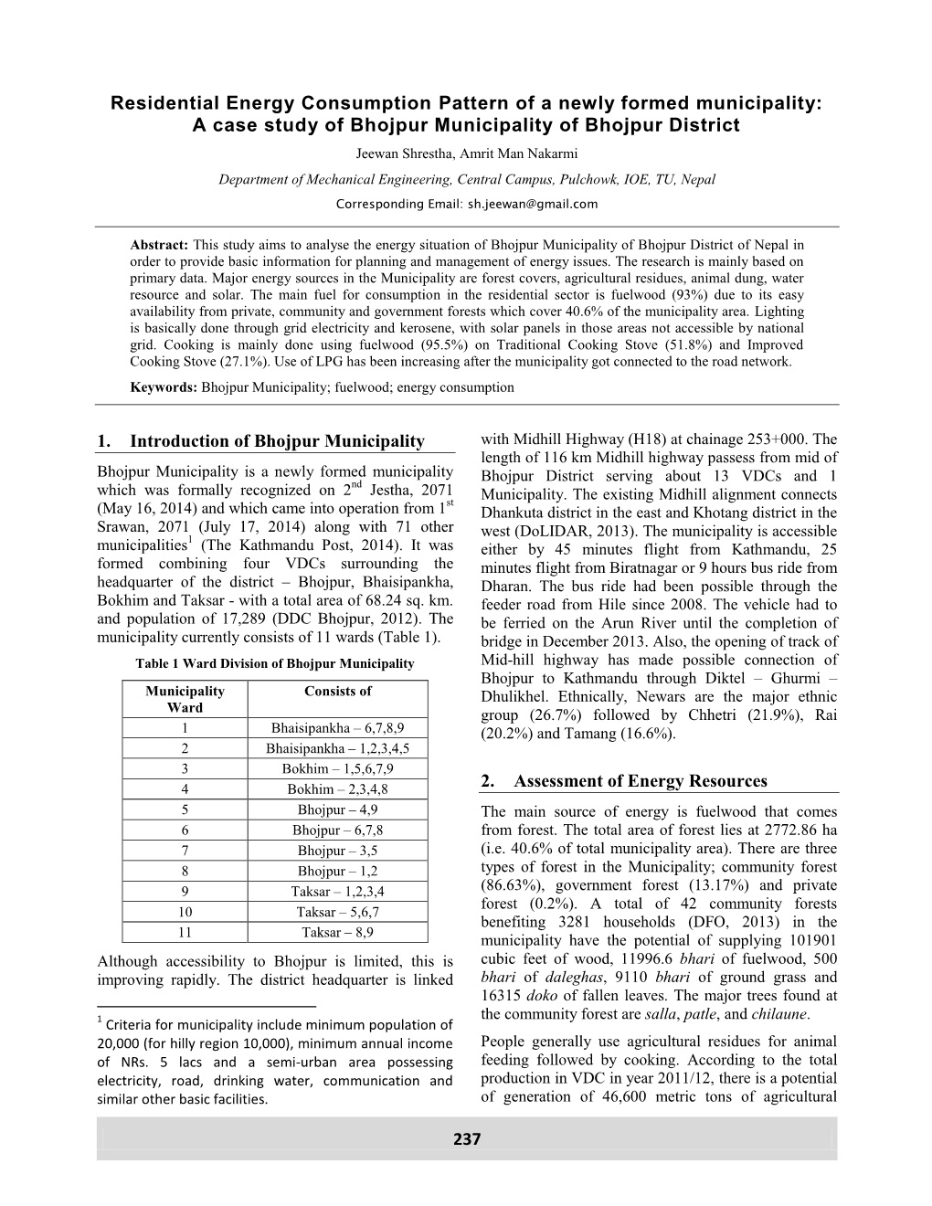 A Case Study of Bhojpur Municipality Of