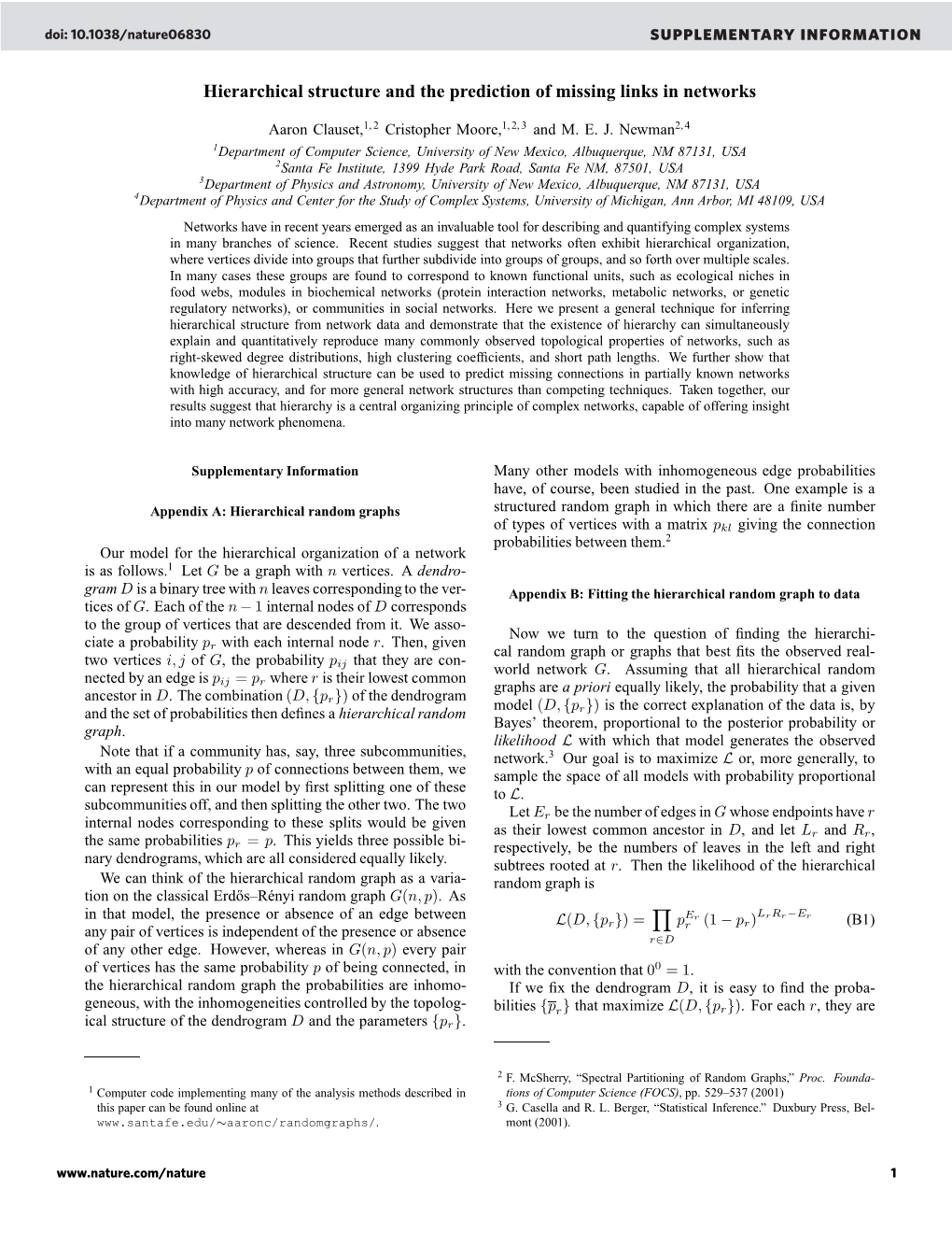 Hierarchical Structure and the Prediction of Missing Links in Networks