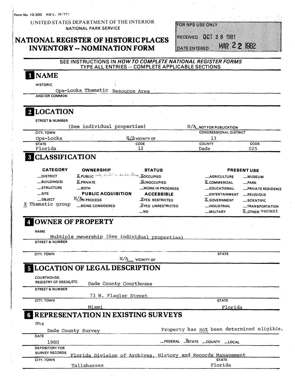 National Register of Historic Places Inventory -- Nomination Form