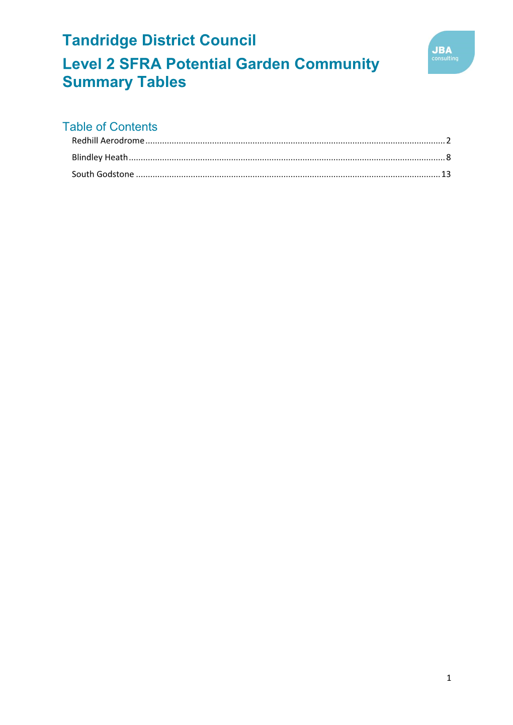 Tandridge District Council Level 2 Strategic Flood Risk Assessment