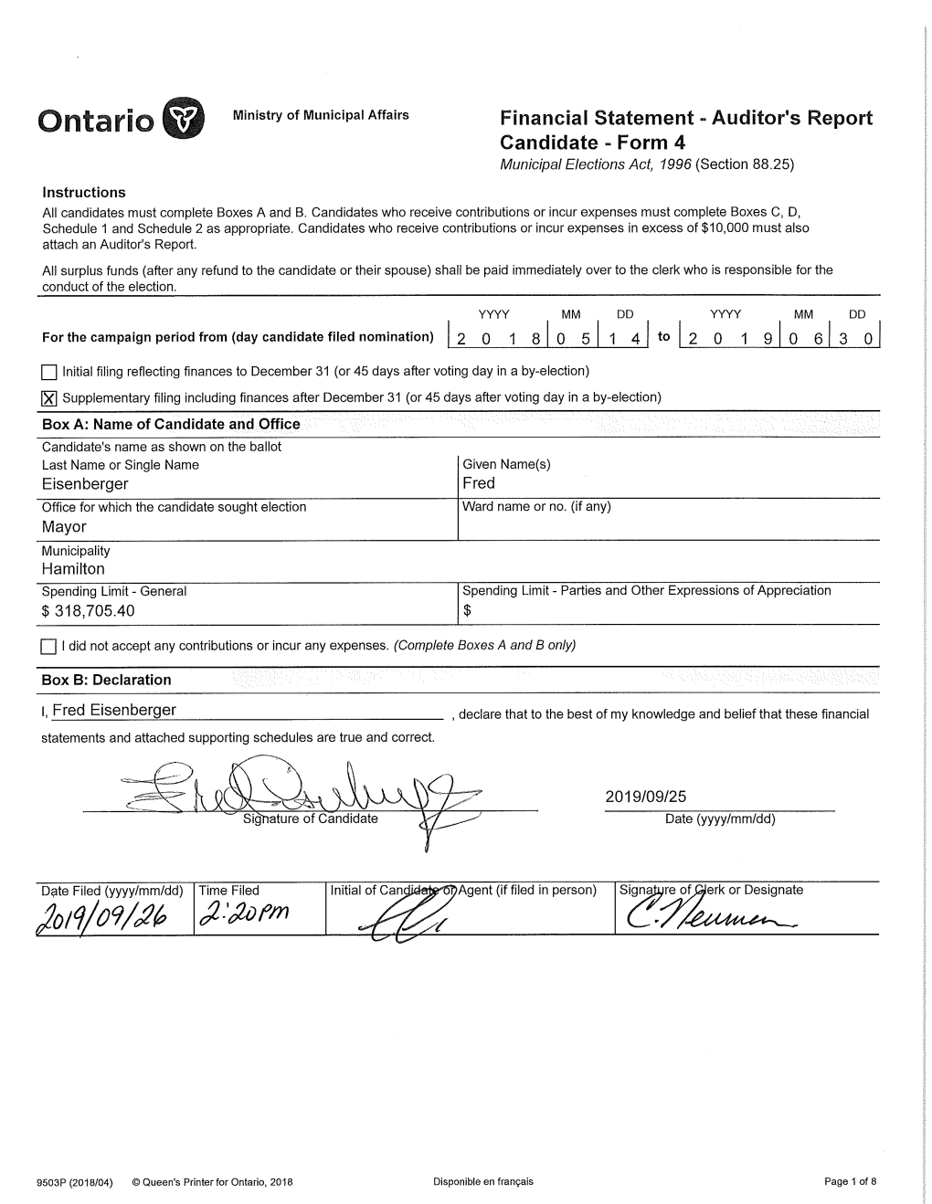 Form 4 Municipal Elections Act, 1996 (Section 88.25)