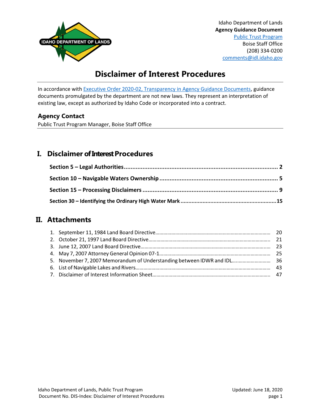 Disclaimers of Interest Procedures