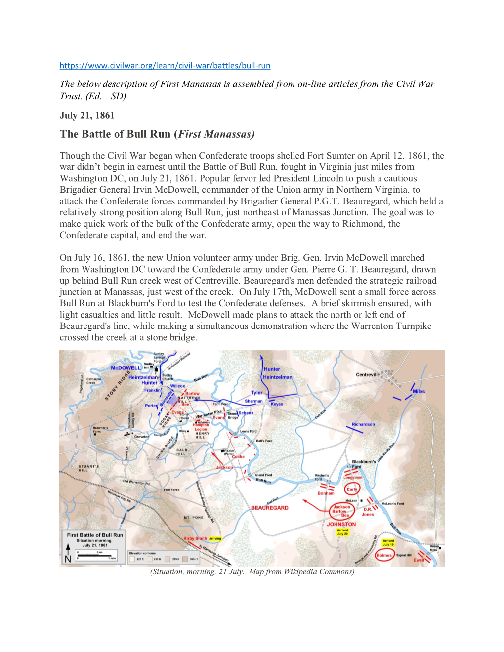 The Battle of Bull Run (First Manassas)