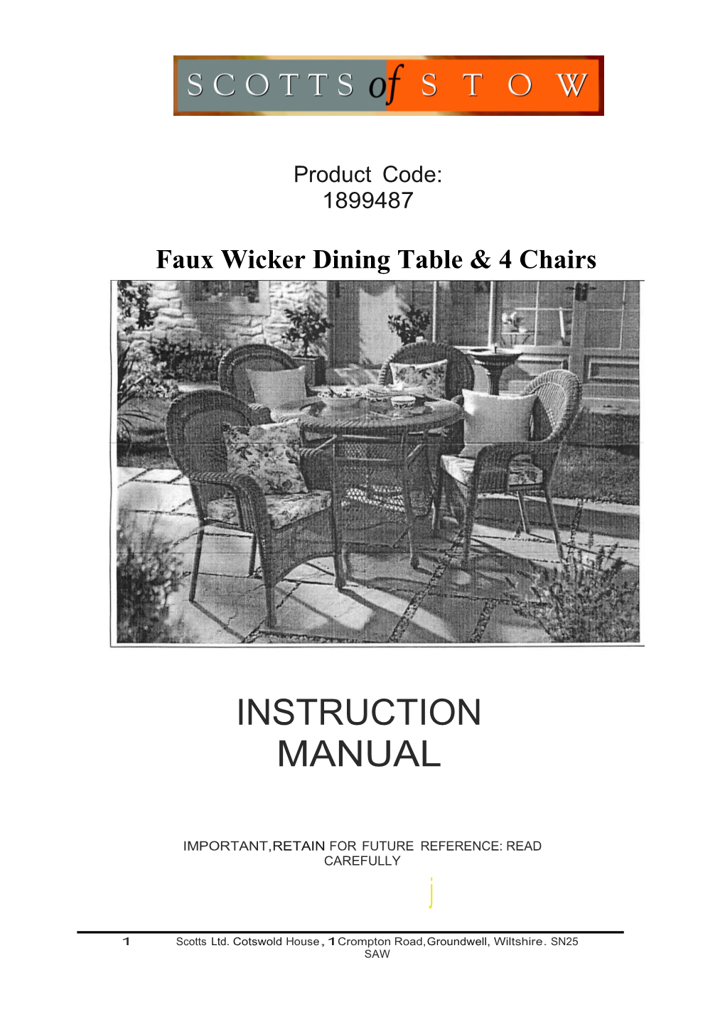 Faux Wicker Dining Table & 4 Chairs