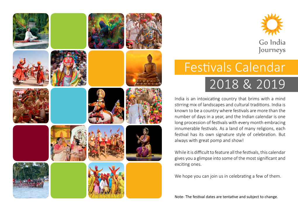 Festivals Calendar 2018 & 2019