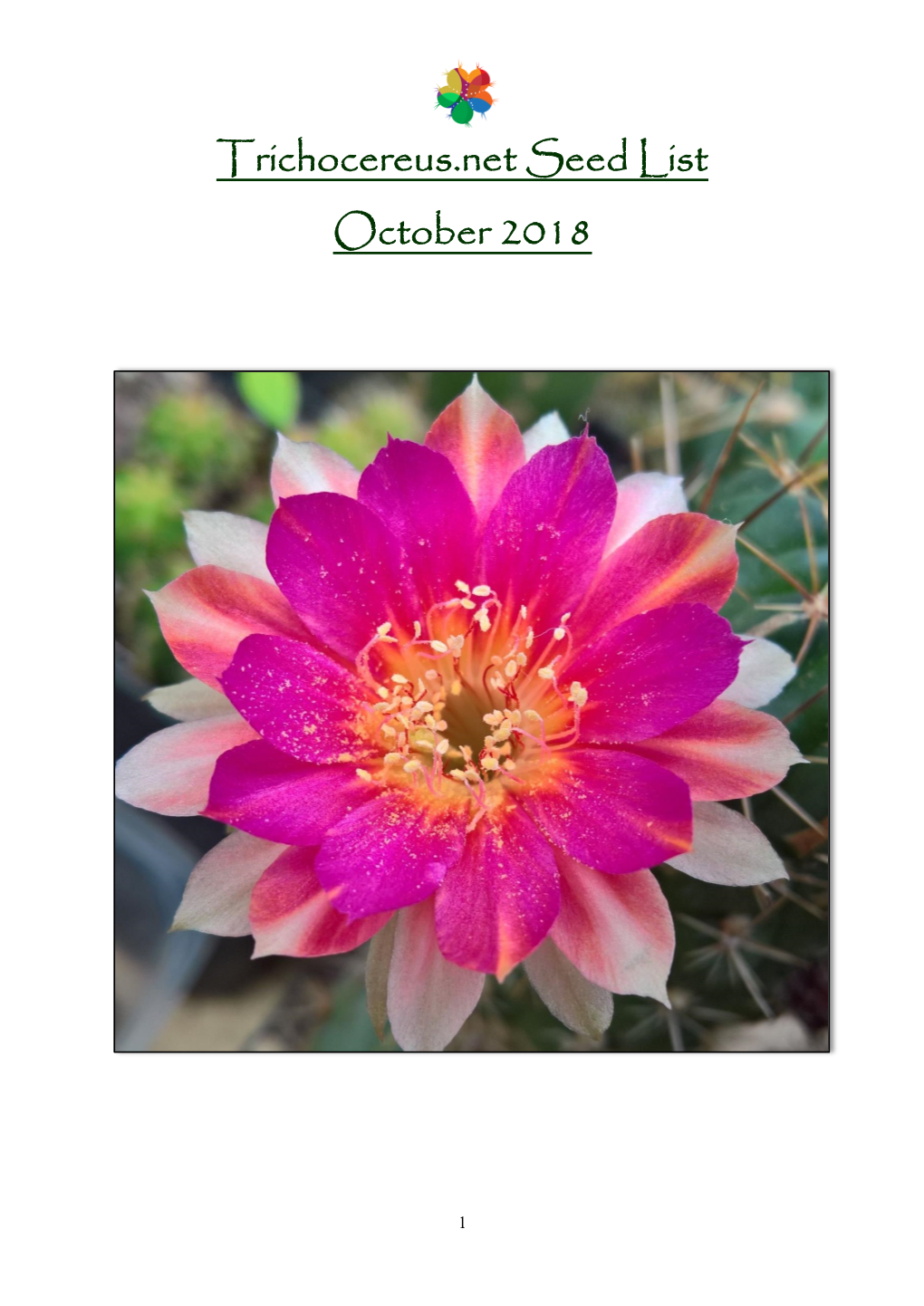 Trichocereus.Net Seed List October 2018