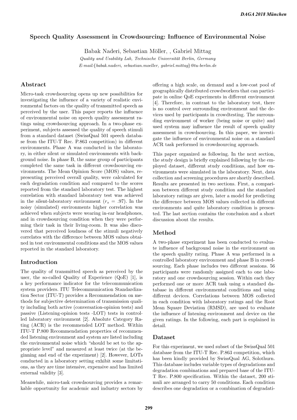 Speech Quality Assessment in Crowdsourcing: Inﬂuence of Environmental Noise