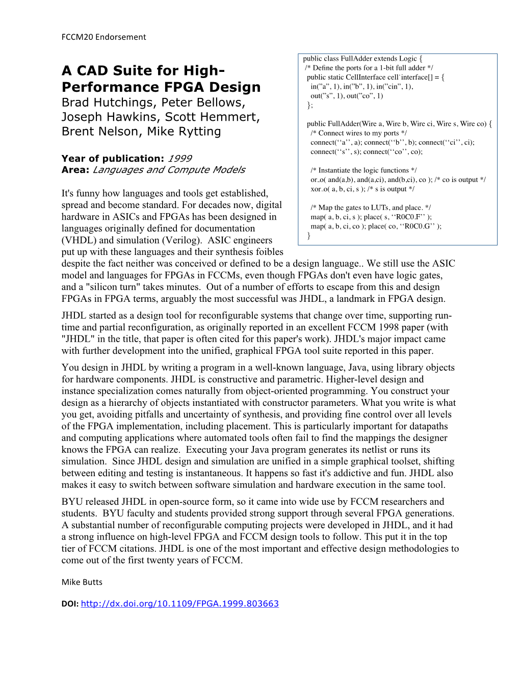 A CAD Suite for High- Performance FPGA Design