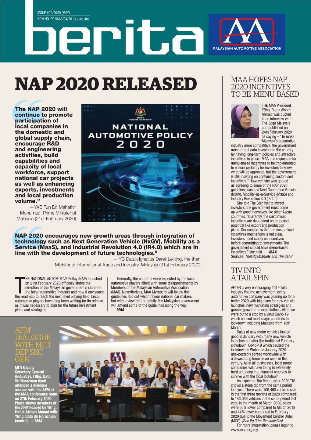 Nap 2020 Released 2020 Incentives to Be Menu-Based