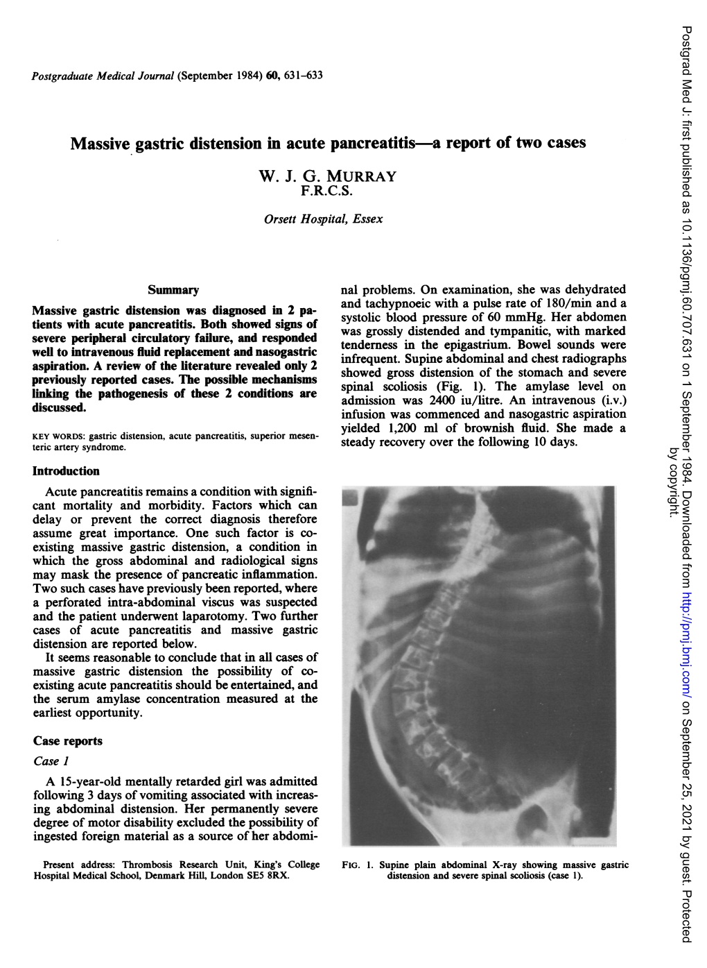 Massive Gastric Distension in Acute Pancreatitis-A Report of Two Cases W