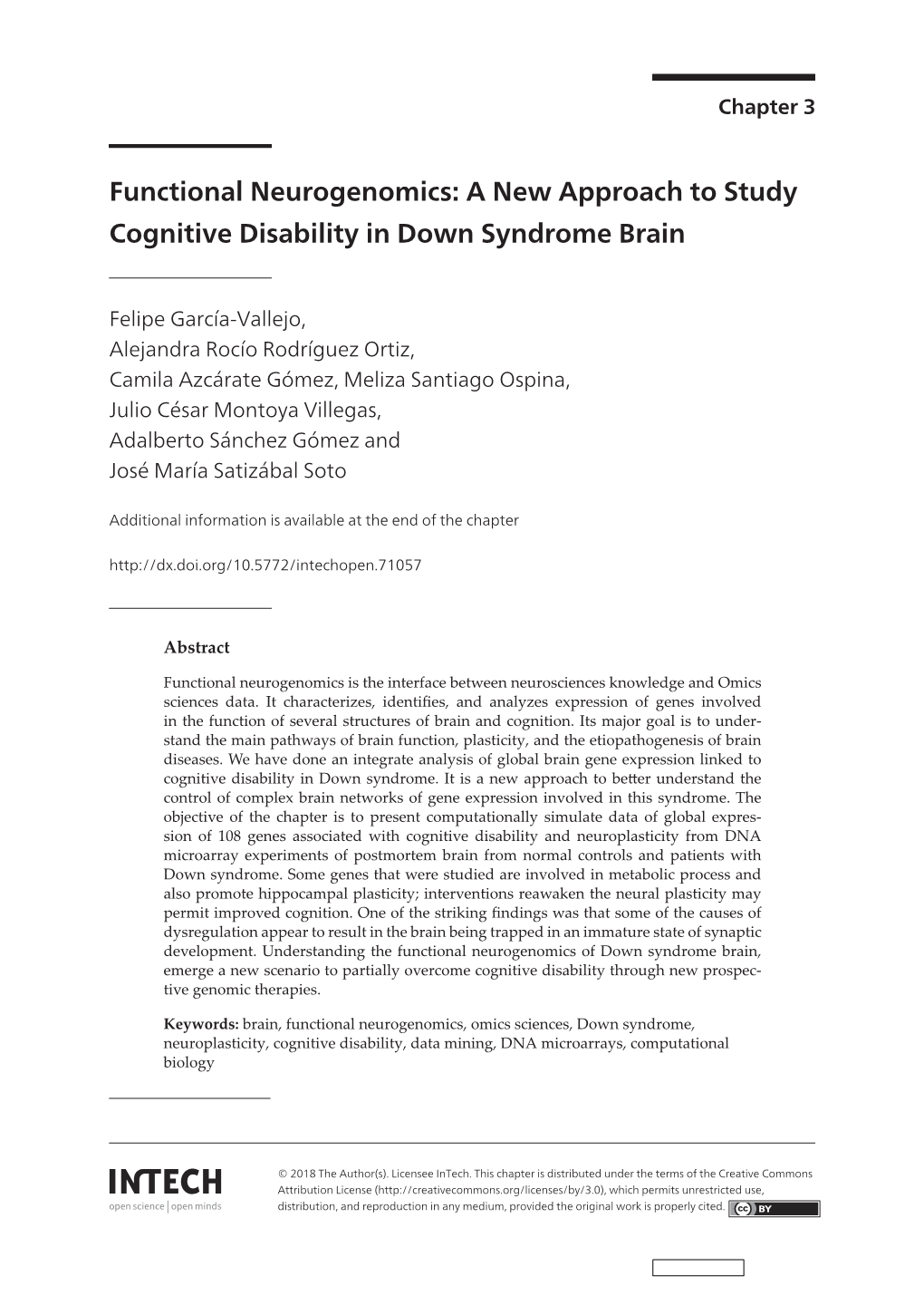 A New Approach to Study Cognitive Disability in Down Syndrome Brain