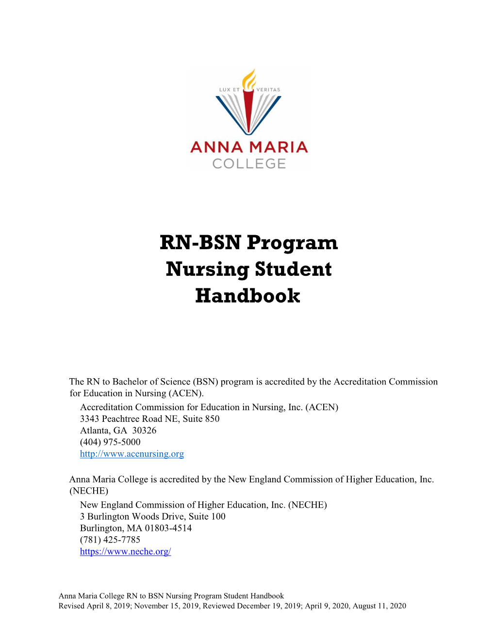RN-BSN Program Nursing Student Handbook
