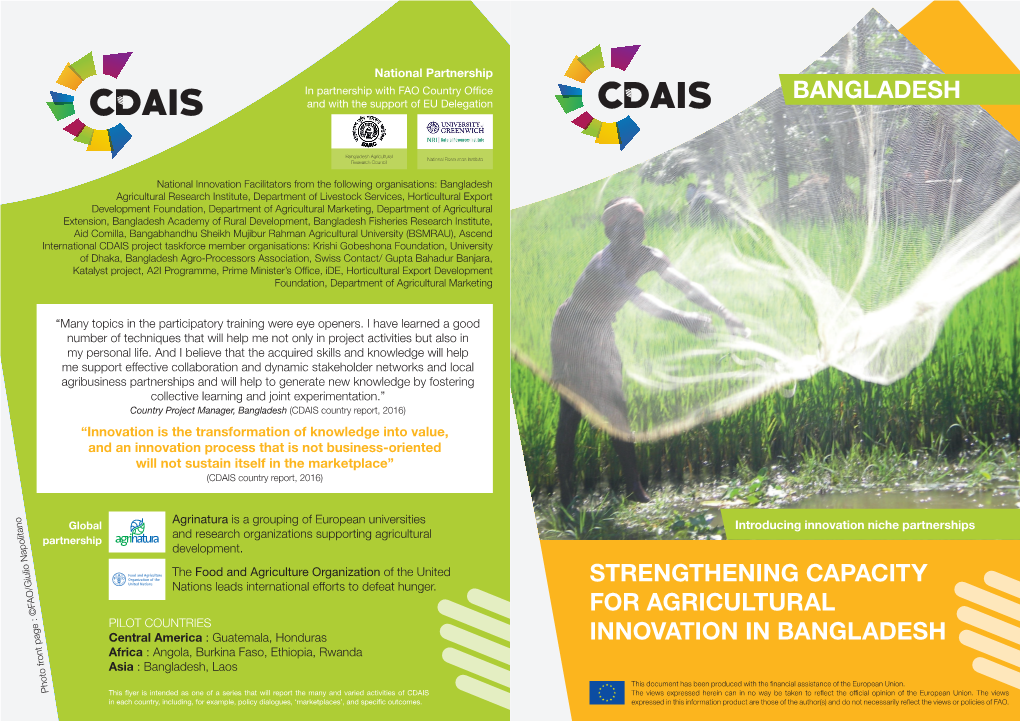 Strengthening Capacity for Agricultural Innovation in Bangladesh