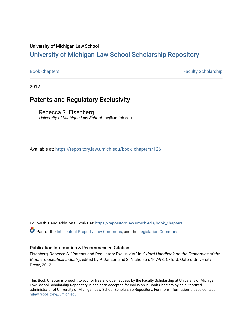 Patents and Regulatory Exclusivity