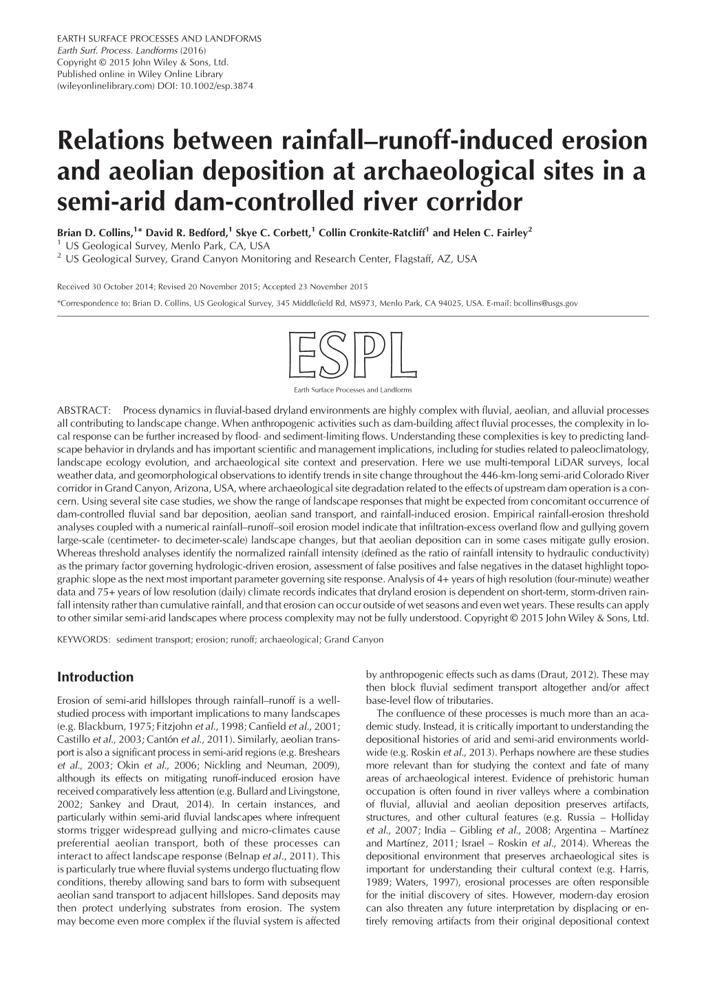 Relations Between Rainfall–Runoff-Induced Erosion and Aeolian Deposition at Archaeological Sites in a Semi-Arid Dam-Controlled River Corridor