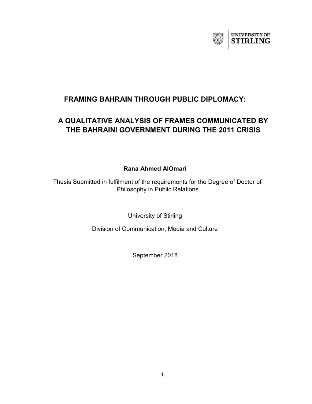 Framing Bahrain Through Public Diplomacy