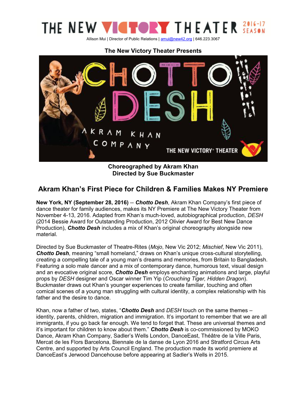 Akram Khan's First Piece for Children & Families Makes NY Premiere