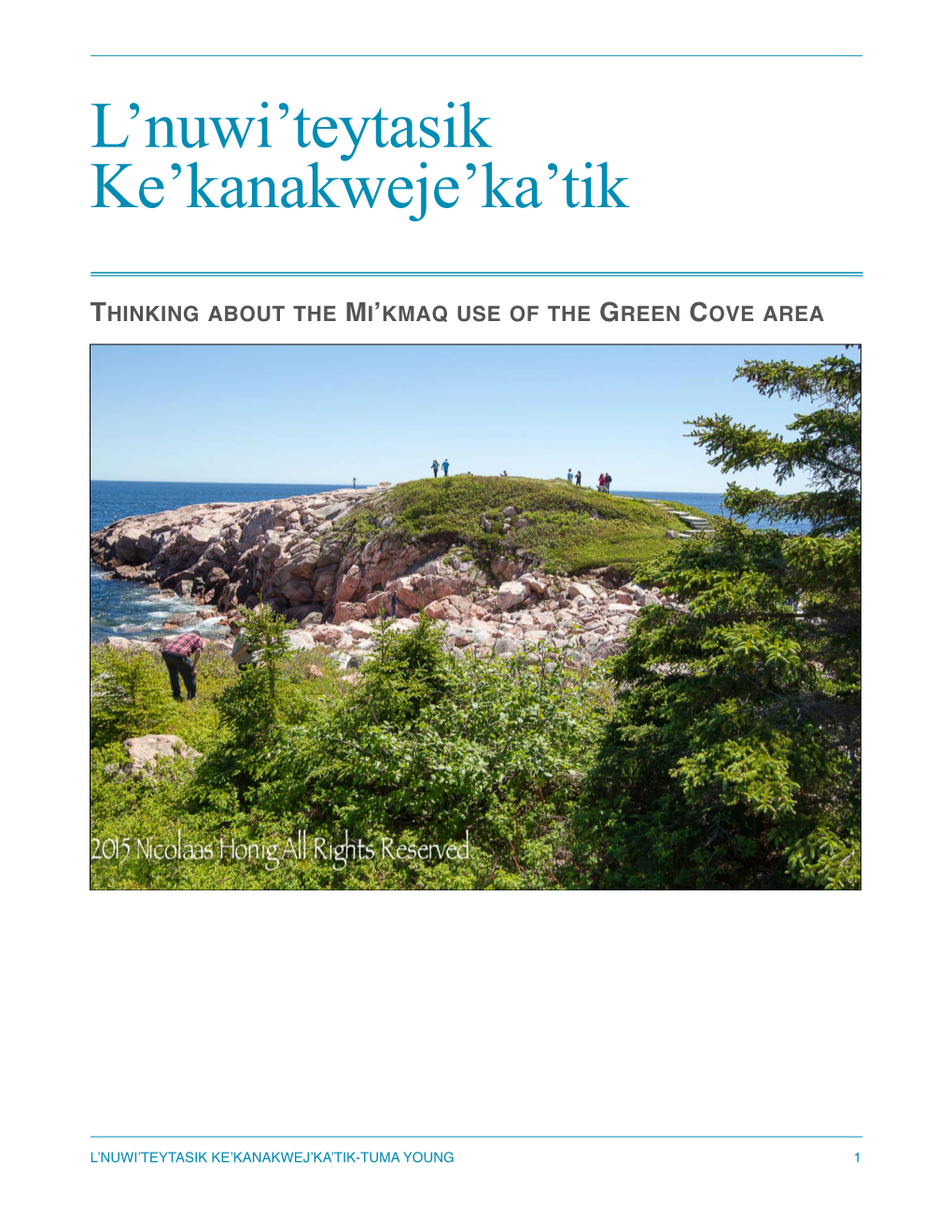 L'nuwi'teytasik Ke'kanakweje'ka'tik: Thinking About the Mi'kmaq Use of the Green