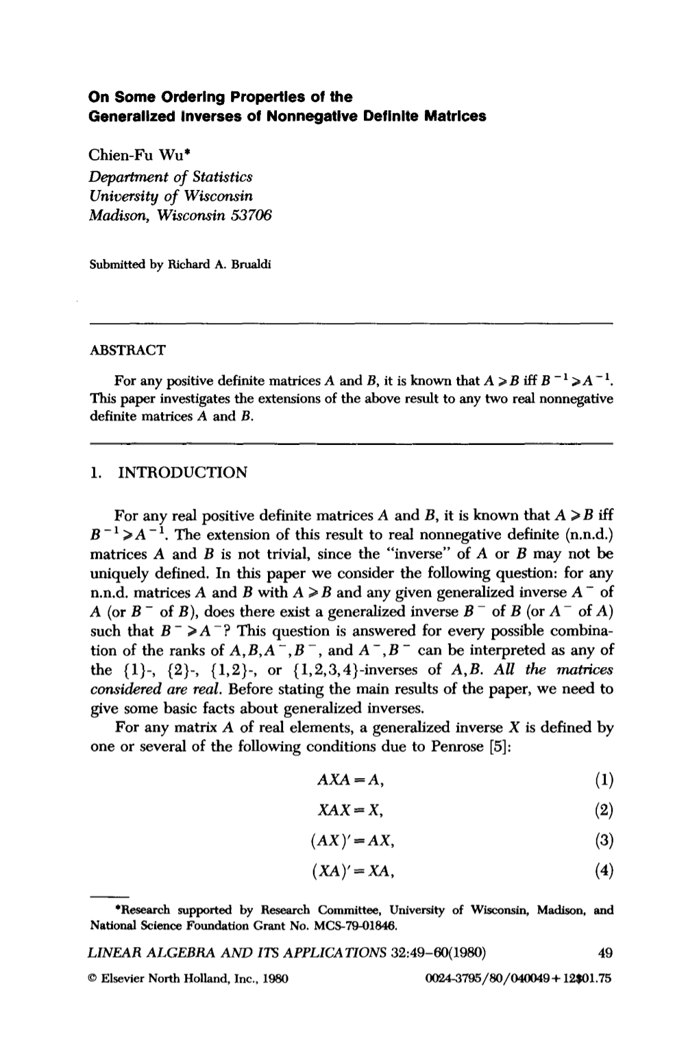 On Some Ordering Properties of the Generalized Inverses of Nonnegative Definite Matrices