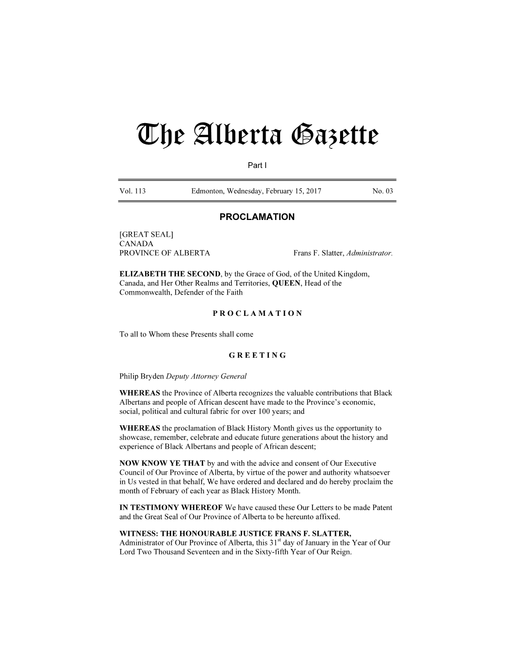 The Alberta Gazette