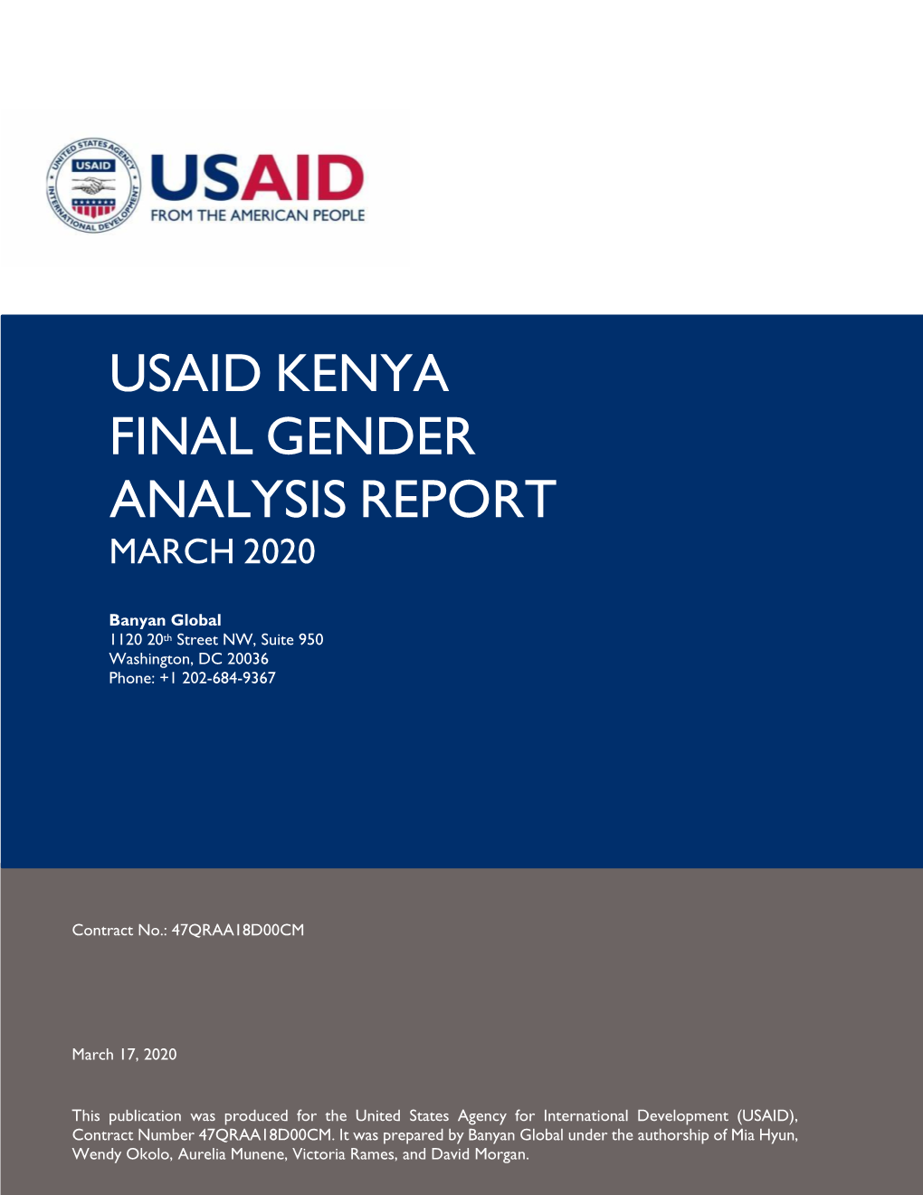 2020 USAID Kenya Gender Analysis Report