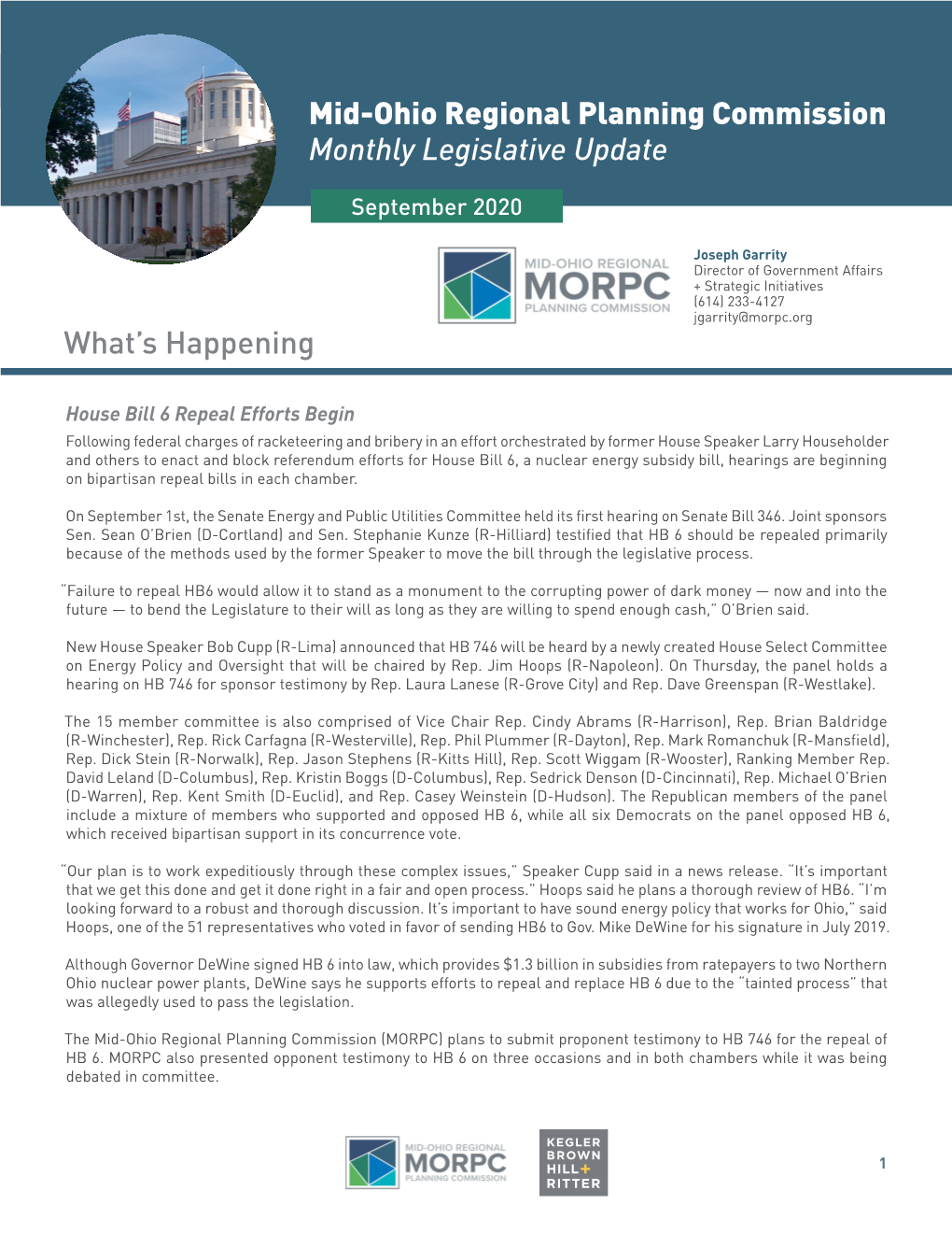September 2020 Monthly Legislative Update