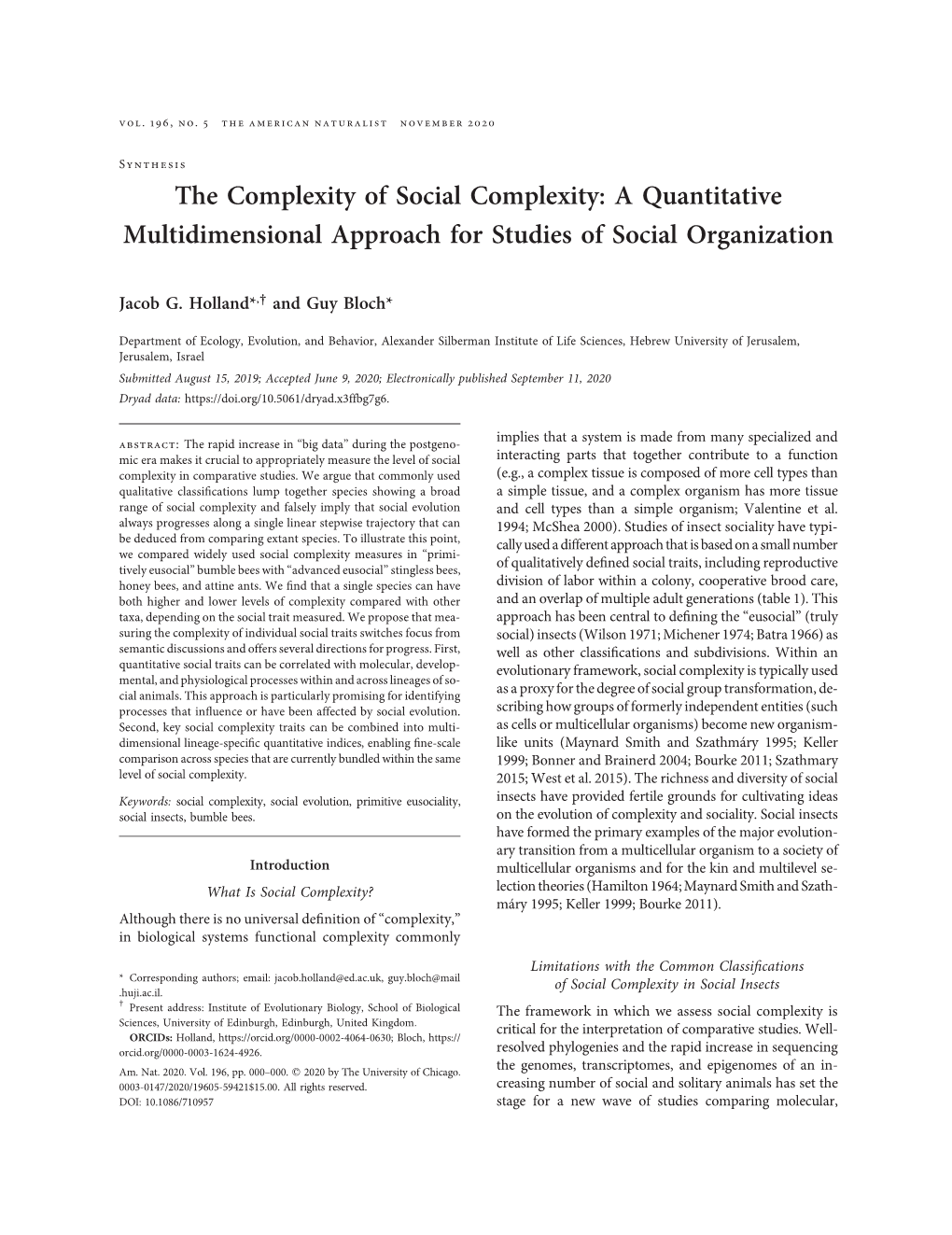The Complexity of Social Complexity: a Quantitative Multidimensional Approach for Studies of Social Organization