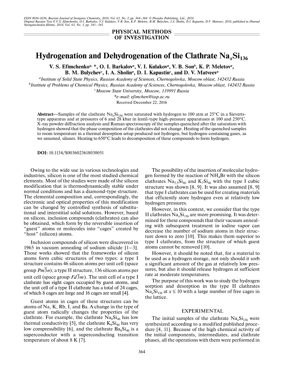 Hydrogenation and Dehydrogenation of the Clathrate Naxsi136 V