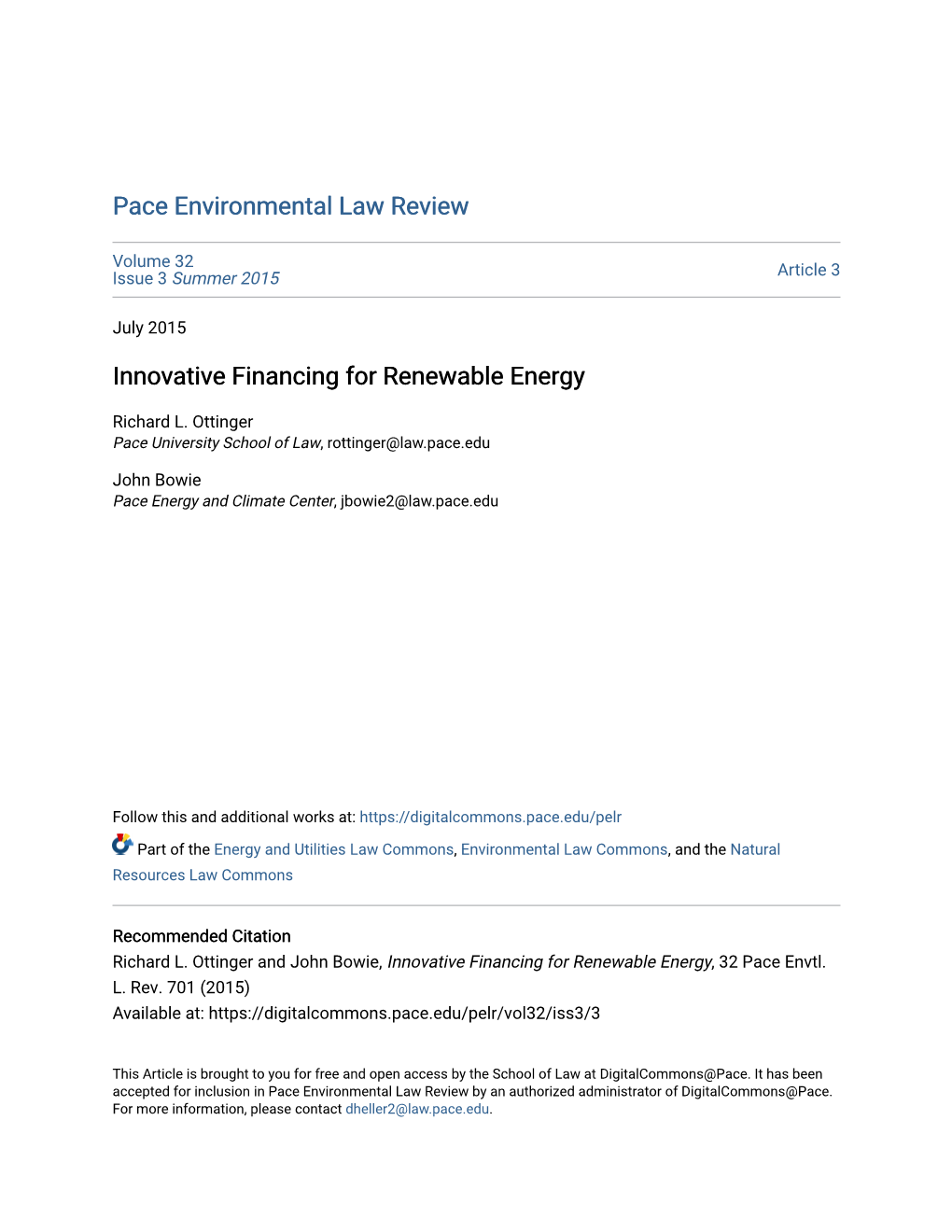 Innovative Financing for Renewable Energy