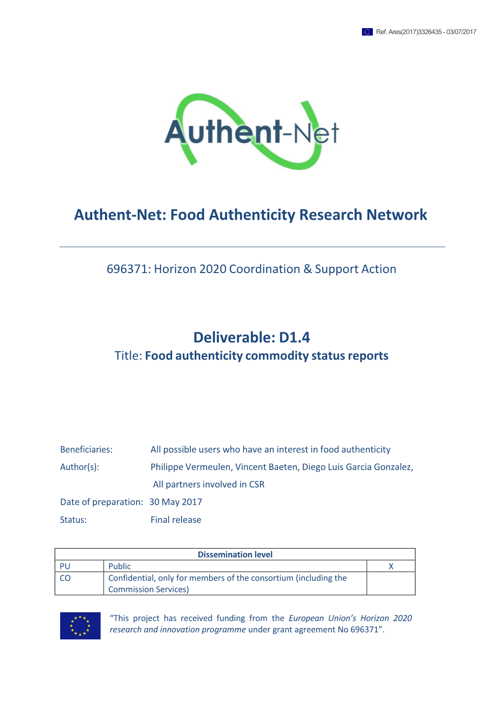 Food Authenticity Commodity Status Reports