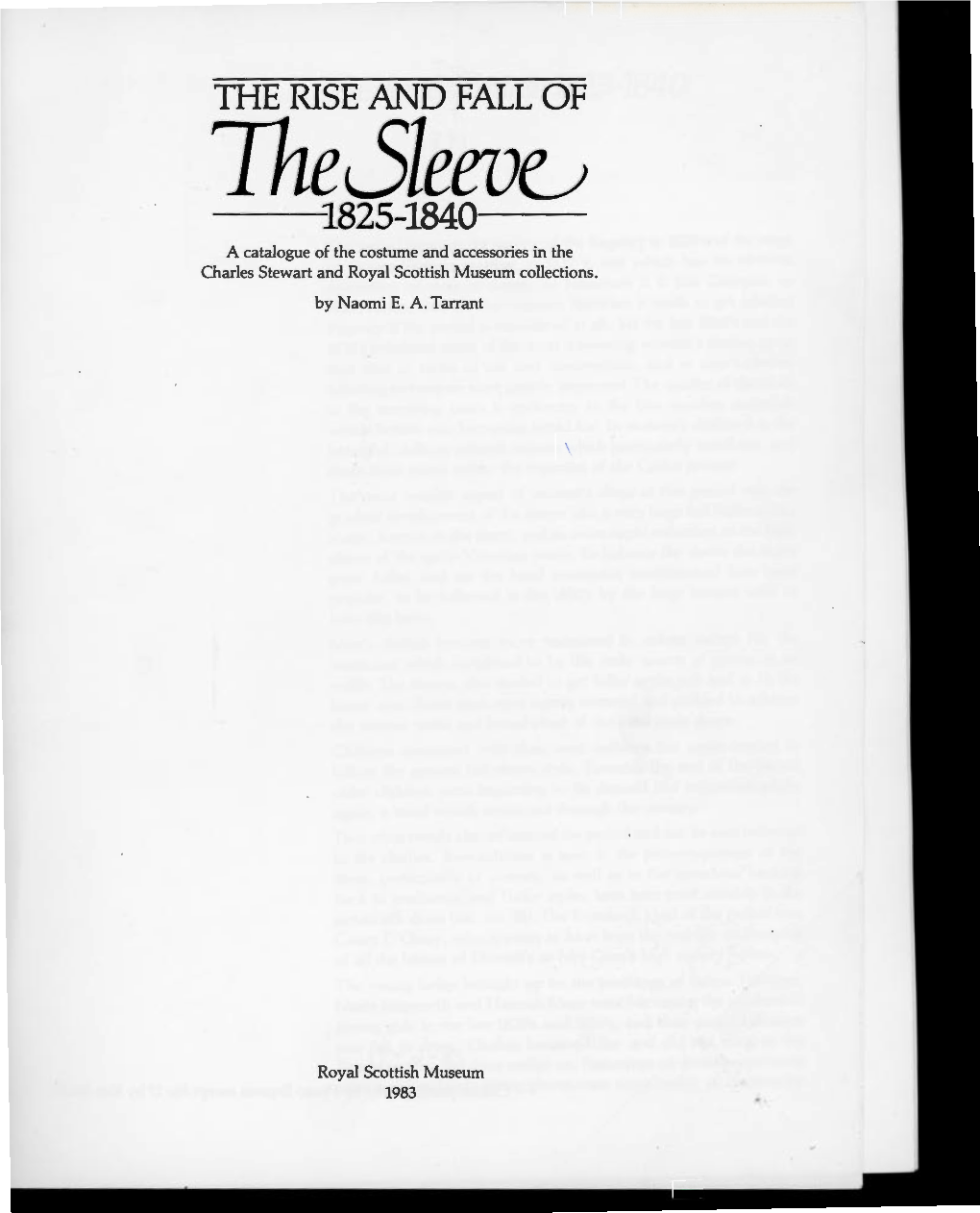 The0leeve__;--1825-1840-- a Catalogue of the Costume and Accessories in the Charles Stewart and Royal Scottish Museum Collections