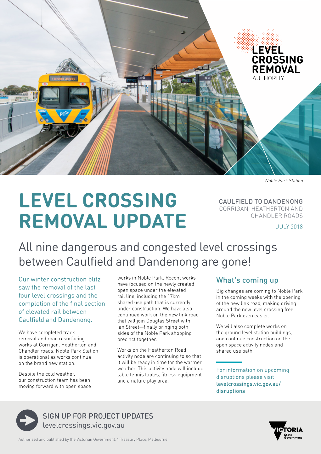 Level Crossing Removal Update