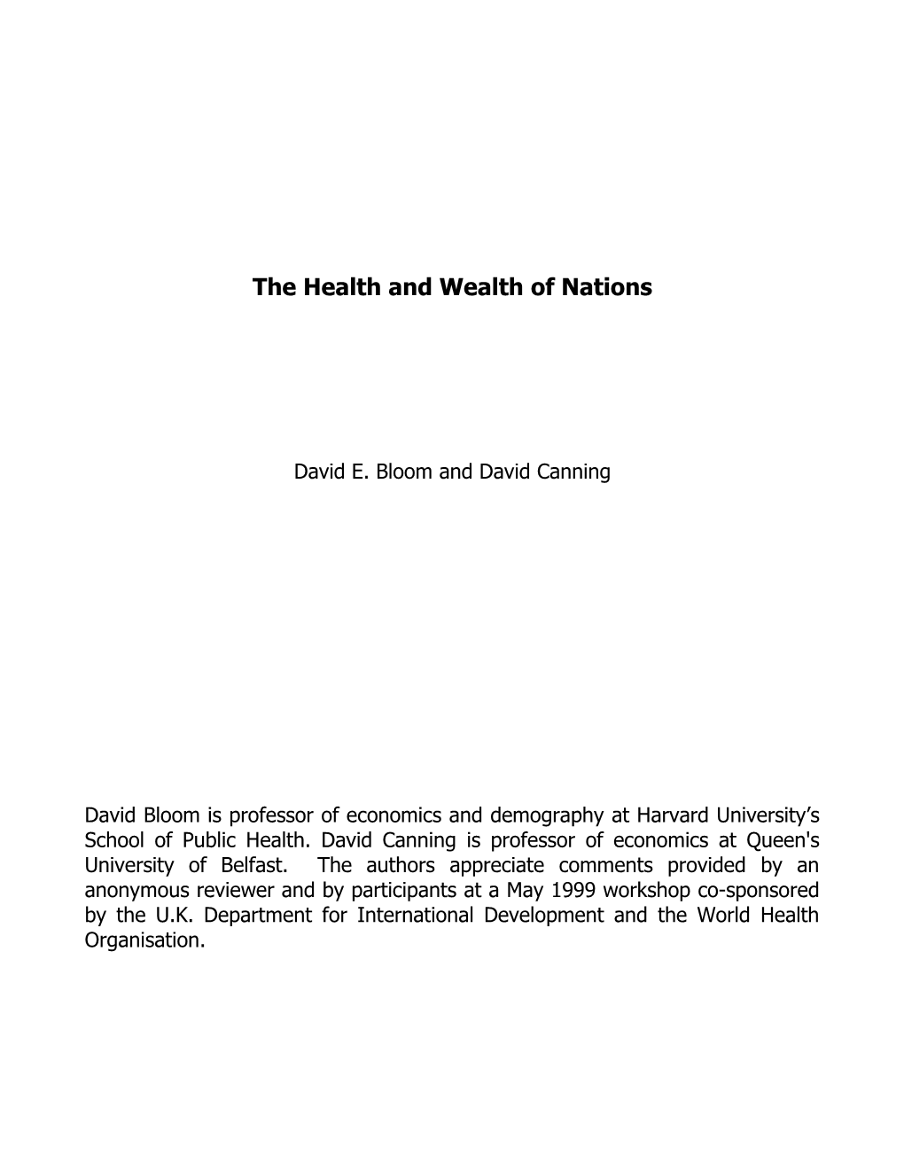 The Health and Wealth of Nations