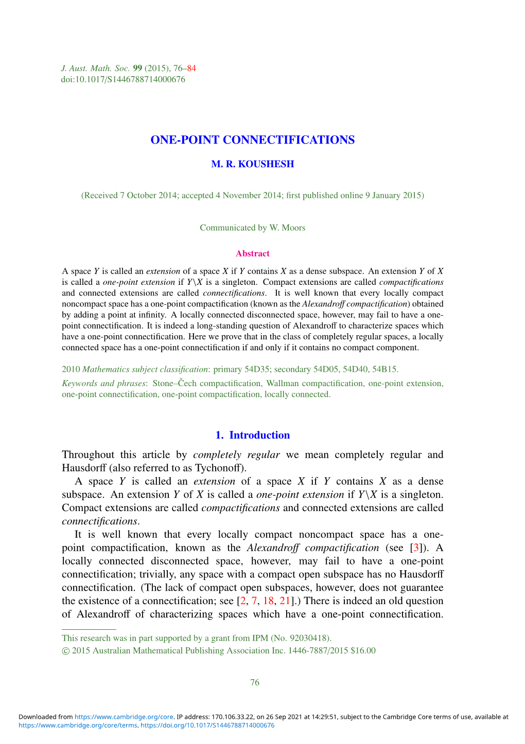 One-Point Connectifications