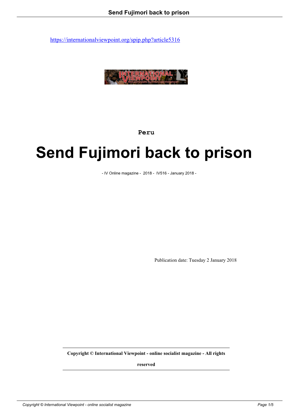 Send Fujimori Back to Prison