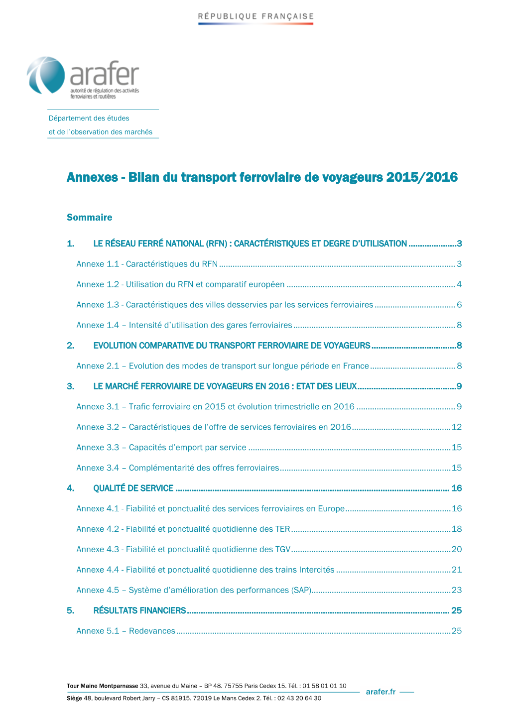 Annexes - Bilan Du Transport Ferroviaire De Voyageurs 2015/2016