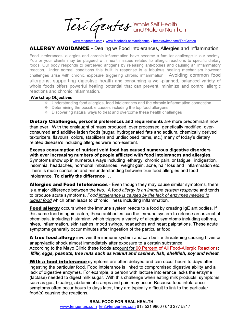ALLERGY AVOIDANCE - Dealing W/ Food Intolerances, Allergies and Inflammation